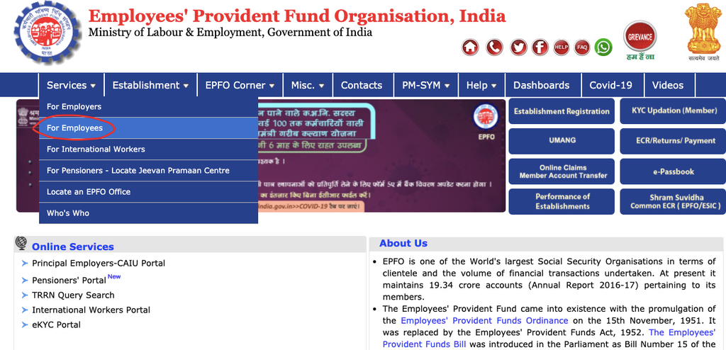 EPF Balance Using the EPFO Portal